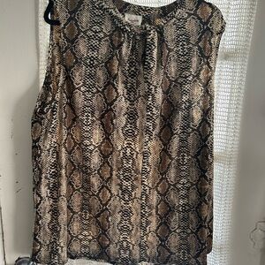 Hayden Snake Print Sleeveless Blouse - Black and Brown Size 2xl